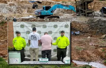 Dos hombres fueron capturados por la Policía en el operativo contra la minería ilegal en el Nordeste de Antioquia. FOTOS: Cortesía y Julio César Herrera