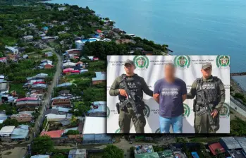Alias Lucho, presunto extorsionista capturado en Urabá. FOTOS: El Colombiano y Cortesía Policía Urabá