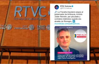 El canal público ha puesto a circular en sus canales de radio, televisión e internet contenidos sobre una supuesta imputación contra el gobernador Rendón y hasta atribuciones en su contra por falsos positivos. FOTOS Cortesía y Archivo