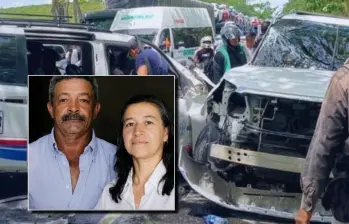 La pareja de esposos, identificados como Otoniel de Jesús Zapata y Luz Ángela Ruiz Castro, fallecieron en un accidente de tránsito en la vía a la Costa Caribe. FOTOS: Cortesía 