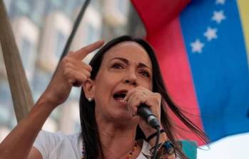 Ni María Corina Machado ni su sustituta pudieron inscribirse como candidatas durante el período de postulación en Venezuela para las presidenciales. FOTO: AFP