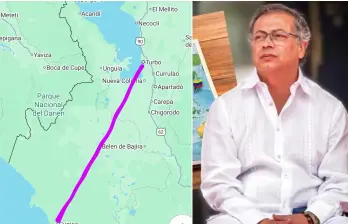 Mapa publicado por el presidente Gustavo Petro para presentar el tren interoceánico. FOTO: Cortesía