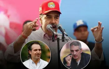 El alcalde de Medellín, Federico Gutiérrez, y el gobernador de Antioquia, Andrés Julián Rendón, celebraron la captura del líder del régimen venezolano. FOTOS: Xinhua y Archivo El Colombiano
