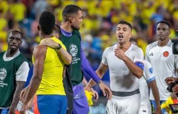 Luis Suárez y Miguel Ángel Borja discutieron en la semifinal de la Copa América 2024. Foto: Juan Antonio Sánchez