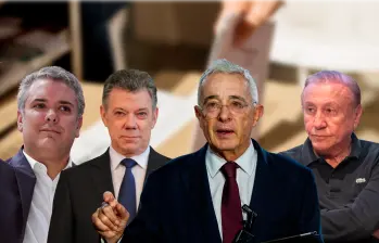 Iván Duque, Juan Manuel Santos, Álvaro Uribe y Rodolfo Hernández, algunos de los candidatos que se han impuesto en las elecciones presidenciales en Antioquia durante las últimas décadas. FOTO: El Colombiano