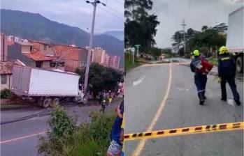 El vehículo de carga se estrello unos metros más arriba de la Y para entrar al Limonar, a la altura del barrio Prados de María. FOTO: CAPTURA DE VIDEO