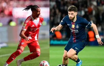 Michael Olise del Bayern Múnichs y Kvicha Kvaratskhelia del PSG, dos piezas de ataque importantes en sus clubes. Ambos marcaron en la ida. FOTO: GETTY
