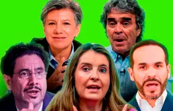 Los candidatos presidenciales Claudia López, Sergio Fajardo, Iván Cepeda, Paloma Valencia y Abelardo de la Espriella. FOTO EL COLOMBIANO