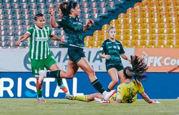 La futbolista Manuela González es la goleadora de Atlético Nacional en el torneo de Liga femenina. Foto: tomada del x de @AtléticoNacionalFem
