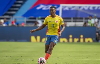 Jhon Arias en la Copa Mundo 2026 Eliminatoria, partido de fútbol Selección Colombia vs Selección Argentina, en el estadio Metropolitano, Roberto Melendez (Barranquilla). Foto: Juan Antonio Sánchez Ocampo.