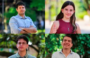 Santiago, Violeta, Juan Nicolás y José Jorge son los cracks que están transformando su entorno con la inteligencia artificial. FOTOS El Colombiano
