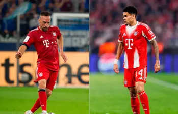 Franck Ribéry fue el extremo por izquierda del triplete del Bayern en 2013. Luis Fernando Díaz busca hacer historia de la misma manera esta temporada en el club de Baviera. FOTOS: GETTY