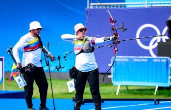 La dupla colombiana Ana María Rendón y Santiago Arcila compitió en el tiro con arco mixto. FOTO COC