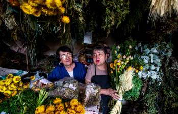 Aracelly y Nancy Chaverra llevan 40 años vendiendo plantas medicinales que combinan con fe y oración para tratar de ayudar a todos los clientes que llegan hasta sus locales. FOTOS julio césar herrera