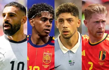 Mohamed Salah, Lamine Yamal, Federico Valverde y Kevin De Bruyne. Fotos: Getty Images.