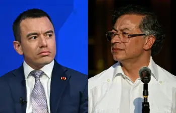 El presidente de Ecuador, Daniel Noboa, y el mandatario colombiano, Gustavo Petro. Foto: AFP. 