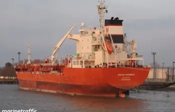 El OCEAN MARINER es un petrolero/químico que navega bajo bandera de Liberia. FOTO: TOMADA DE OCEAN MARINER