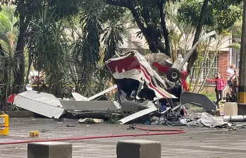 Aeronave accidentada en Medellín este viernes 15 de agosto. FOTO: MANUEL SALDARRIAGA