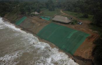 Aspecto de uno de los sistemas para frenar la erosión costera en el Urabá antioqueño. FOTO: Cortesía Gobernación de Antioquia