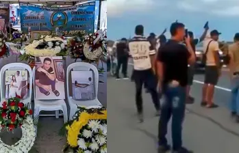 A lo largo de la caravana fúnebre, con el ataúd donde iba el cuerpo de alias Bendito Menor, hombres hicieron disparos al aire con distintas armas de fuego. Fotos: redes