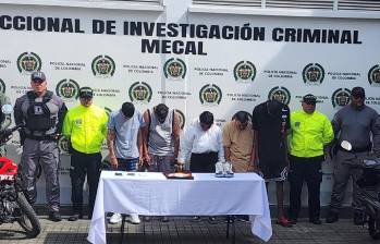 Las cinco personas capturadas por el crimen de María Camila Potosí, en Cali. Foto: Policía