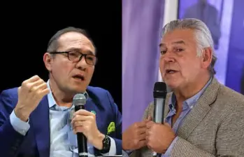 El ministro de Trabajo, Antonio Sanguino; y el presidente de Fenalco, Jaime Alberto Cabal. FOTO: Colprensa y Cortesía Fenalco.