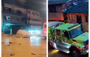 La avenida torrencial habría inundado una vía importante del nororiente de Medellín, causando daños que aún se evalúan. FOTOS: DAGRD