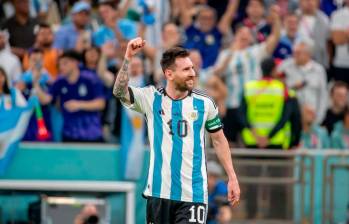 Lionel Messi festejando la victoria de Argentina. FOTO JUAN ANTONIO SÁNCHEZ