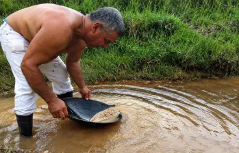 Un minero de Remedios poniendo a prueba el bioinsumo. Foto: cortesía.