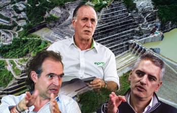 El alcalde de Medellín, Federico Gutiérrez; el gobernador de Antioquia, Andrés Rendón; y el gerente de EPM, John Maya. Foto: Andrés Camilo Suárez Echeverry.