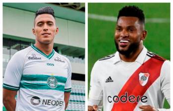 Sebastián Gómez y Miguel Ángel Borja, las dos novedades dentro de la convocatoria de Lorenzo. FOTOS CORTESÍA CORITIBA Y RIVER PLATE