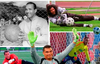 En las imágenes aparece cada uno de los cinco porteros de Colombia en los mundiales: Efraín Sánchez, René Higuita, Óscar Córdoba, Faryd Mondragón y David Ospina. FOTOs Juan Antonio Sánchez y Cortesía