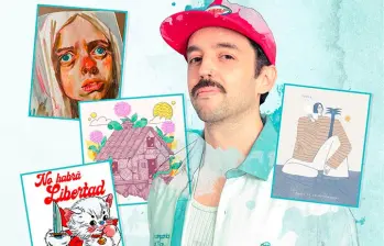 Alejandro Giraldo es diseñador gráfico, ilustrador y fundador de la marca Velmost. Algunos de los artistas seleccionados en la primera muestra son (de izq. a der): @agoduart, @zamir_, @_cleib y @ilalovesmowgli. FOTO @gioup.