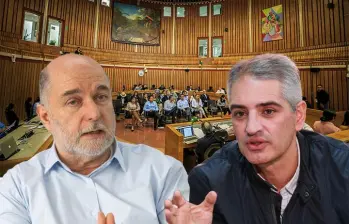 El gobernador de Antioquia, Andrés Julián Rendón, y el secretario de Educación de Antioquia, Mauricio Alviar Ramírez. FOTOS El Colombiano