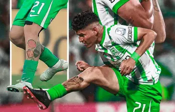 Jorman ha demostrado ser un jugador con sentido de pertenencia por los clubes en los que ha jugado y, por eso, los tiene tatuados, al igual que a la Selección. Lo mismo ocurre con su familia. FOTOS JUAN ANTONIO SÁNCHEZ Y MANUEL SALDARRIAGA