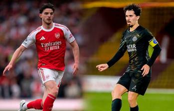 Declan Rice (Arsenal) y Vitinha (PSG) protagonizarán un duelo en el medio campo. Ambos jugadores son los líderes en la columna vertebral para sus elencos en esta Liga de Campeones de Europa. FOTO GETTY
