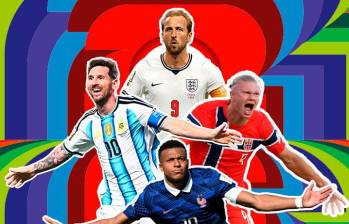 Lionel Messi (Argentina), Kylian Mbappé (Francia), Harry Kane (Inglaterra) y Erling Haaland (Noruega), cuatro goleadores de Mundial 2026. FOTO GETTY 