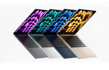La MacBook Air de 15 pulgadas viene en cuatro colores, tiene procesador M2, entradas USB tipo C, puerto para audífonos, sistema de sonido de seis bocinas y promete hasta 18 horas de batería. FOTO cortesía apple