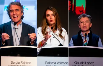 Claudia López fue senadora y alcaldesa de Bogotá; Sergio Fajardo, alcalde de Medellín y gobernador de Antioquia y Paloma Valencia es senadora del Centro Democrático. FOTO: Julio Herrera.