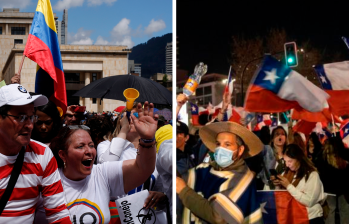 Imágenes de referencia de los plebiscitos en Colombia y Chile. FOTOS: COLPRENSA Y EFE