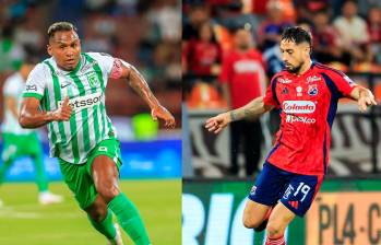 Alfredo Morelos (Nacional) y Francisco Fydriszewski (DIM), dos delanteros de alto vuelo para el clásico paisa. FOTO CAMILO SUÁREZ
