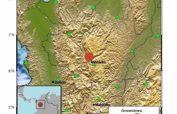 Esta es la imagen del epicentro que comparte el Servicio Geológico Colombiano. FOTO Cortesía