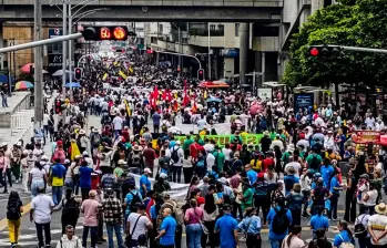 6.000 personas se manifestaron en las calles de Medellín a favor de las reformas promovidas por el presidente Gustavo Petro. FOTO: Camilo Suárez