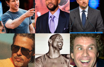 En la imagen los seis actores mejor pagados de Hollywood. Fotos de Twitter. @TomCruise @LeoDiCaprio @BradPittWeb @TheRock @LegitWillFerrel 