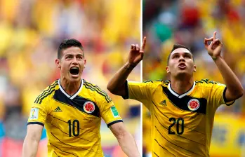 James Rodríguez y Juan Fernando Quintero, dos jugadores que salieron de la cantera de Envigado y que esperan estar en el Mundial de Norteamérica-2026. Foto: Juan Antonio Sánchez Ocampo