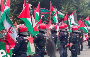 Las protestas pro Palestina se siguen presentando en la Vuelta a España. FOTO X-@urkom6_jsf
