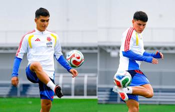 El antioqueño Juan Manuel Rengifo y el tolimense Daniel Arcila esperan el guiño de Néstor Lorenzo para jugar. FOTO CORTESÍA FCF