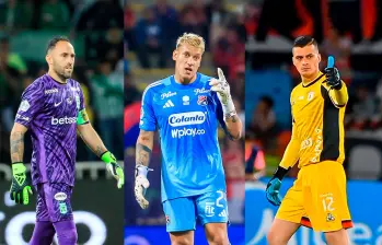 Jorge Soto (derecha) sería el mejor arquero del FPC, según estudio de SofaScore, por delante de Ospina y Aguerre. Fotos: El Colombiano. 