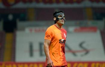 Falcao sufrió una lesión en su rostro en un entrenamiento el pasado 11 de abril. FOTO TOMADA DE TWITTER @GalatasaraySK