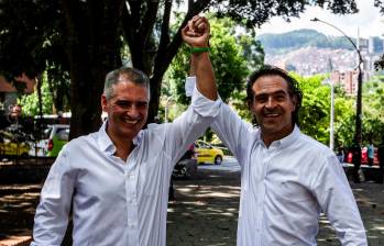 Andrés Julián Rendón, candidato del Centro Democrático a Gobernación, con Federico Gutiérrez, candidato por Creemos a Alcaldía. FOTO cortesía